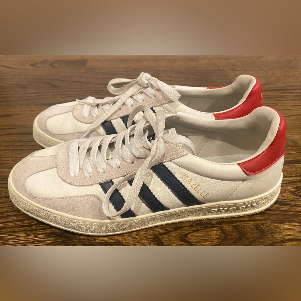 Mens Adidas Gucci Gazelle White and Navy Leather Sneakers Size 7